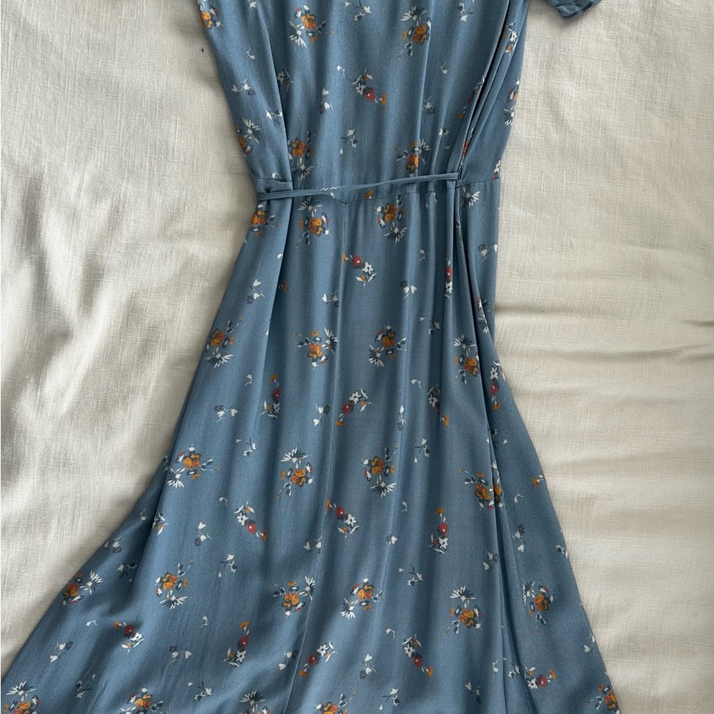 Faherty Blue Floral Wrap Dress - Picture 3 of 3